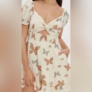 American Eagle Butterfly Floral Smocked Dress